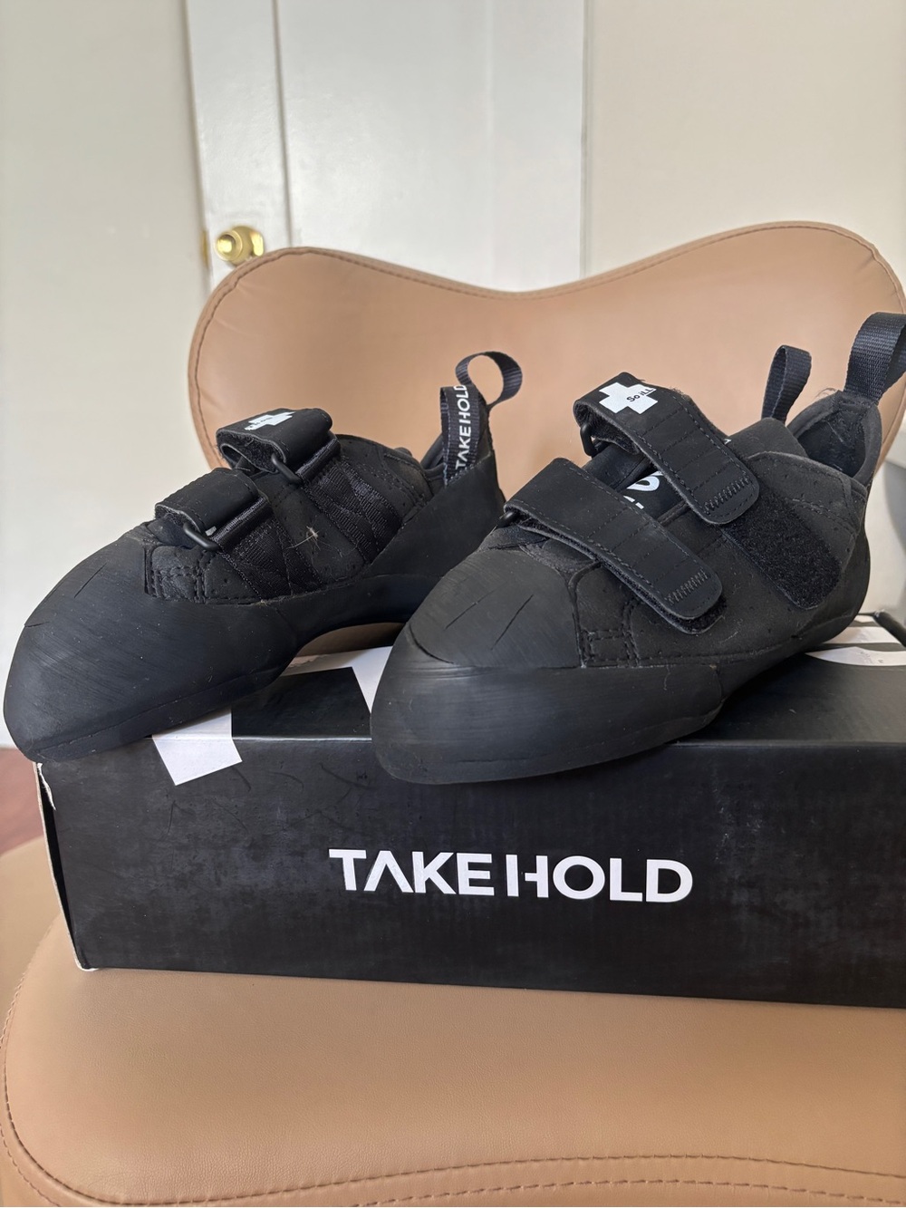 Take Hold Black Climbing shoes with Dual Hook-and-Loop Straps